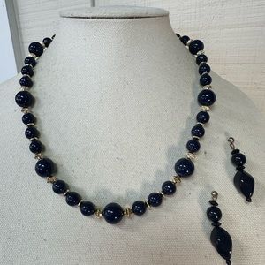Cobalt blue necklace and earrings set